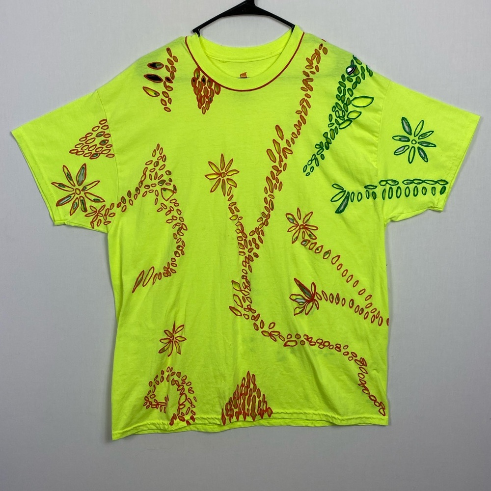 Custom Neon Hand Cut and Drawn T-shirt